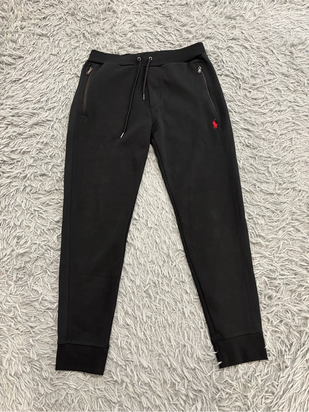 Polo Ralph Lauren Men's Black Double-Knit Mesh Jogger Pants Small Athleisure